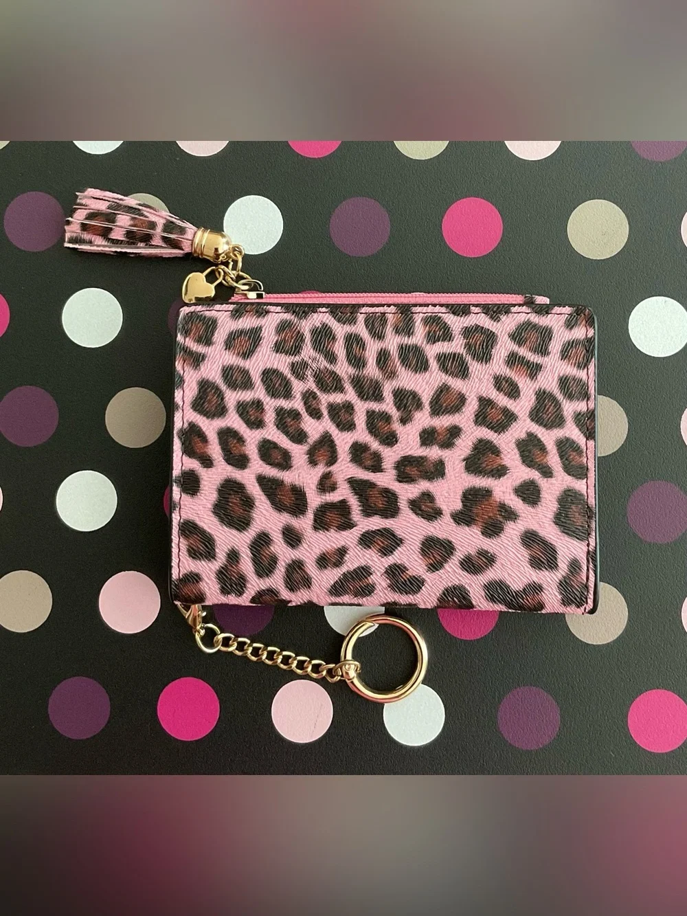 Leopard Pink Small Bifold Slim Mini Wallet